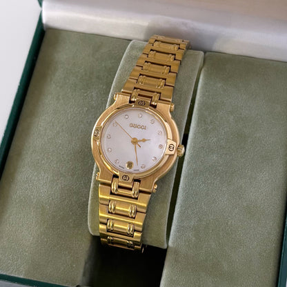 Gucci 1990s Seashell Dial Gold Plated Watch