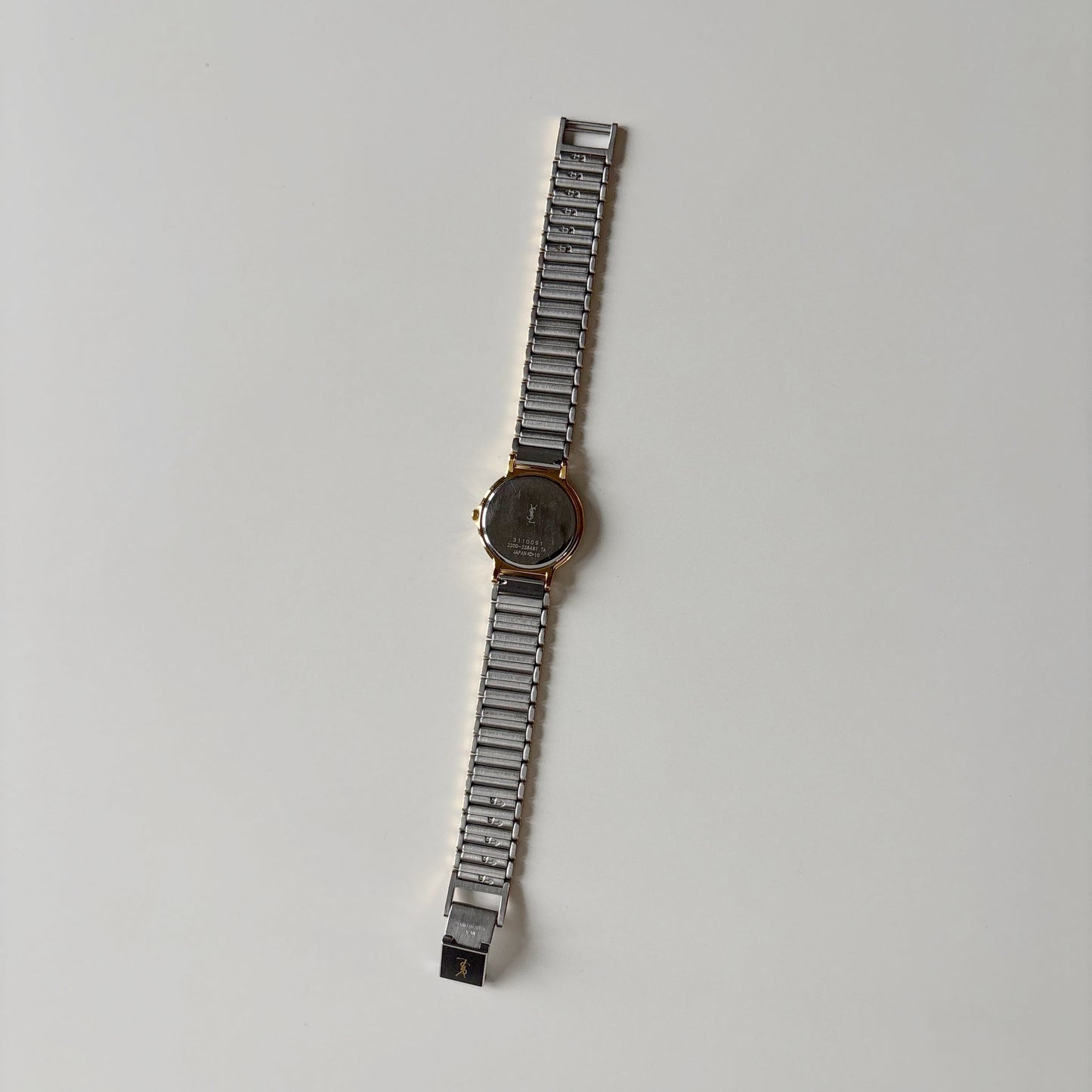 Yves Saint Laurent 1990s Navy Round Dial Two Tone Watch