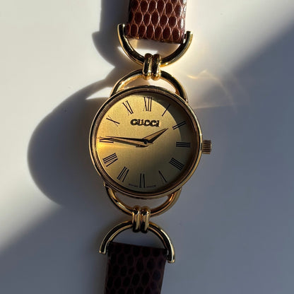 Gucci 1990s Gold Dial Horsebit Gold Plated Watch
