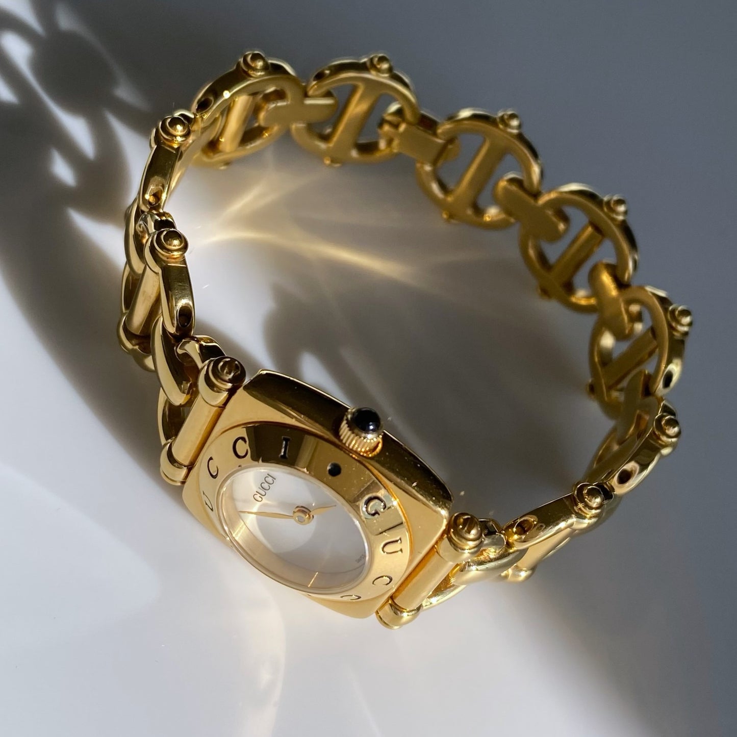 Gucci 1990s Seashell Dial Gold Plated Watch