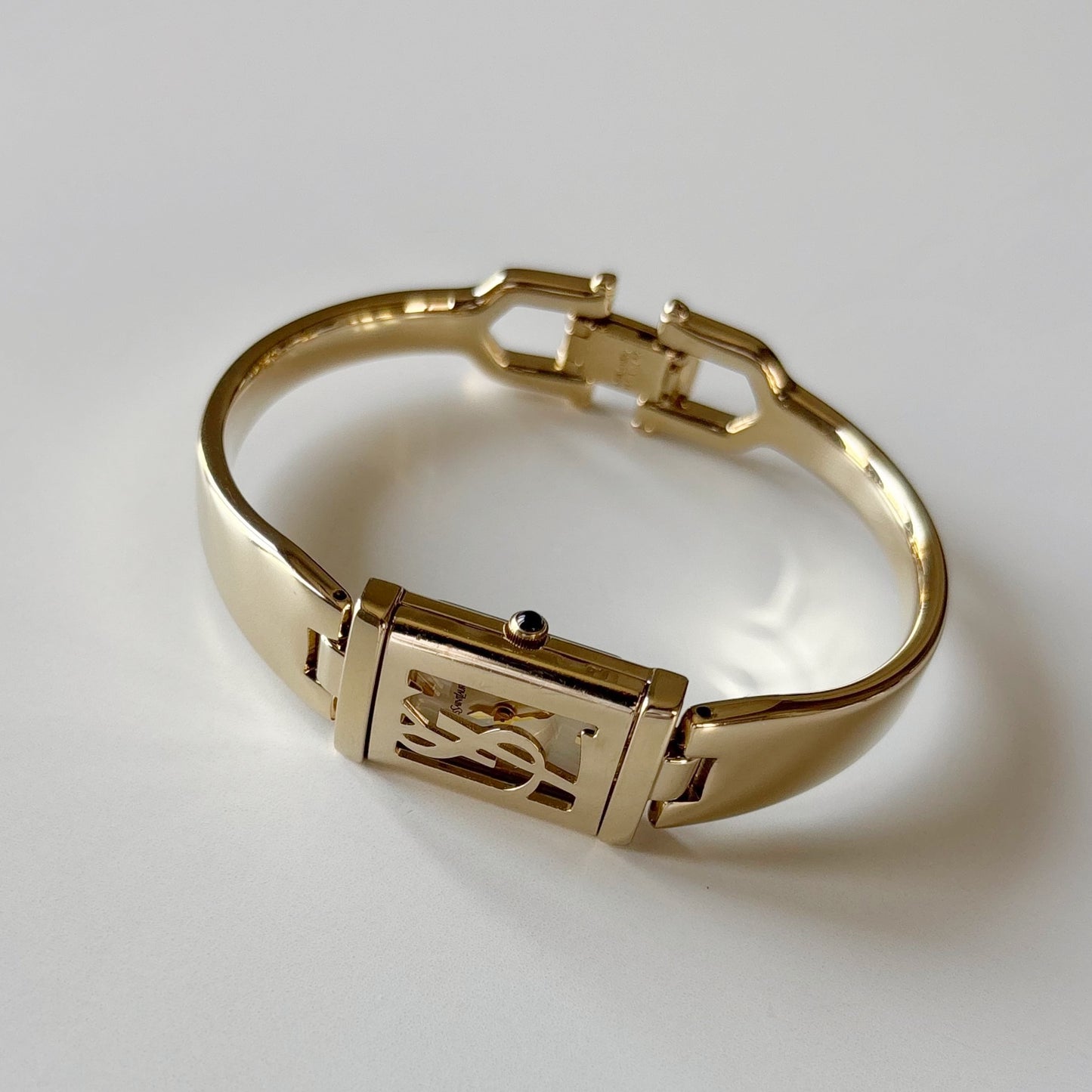 Yves Saint Laurent 1990s Peek a boo Gold Plated Bangle Watch