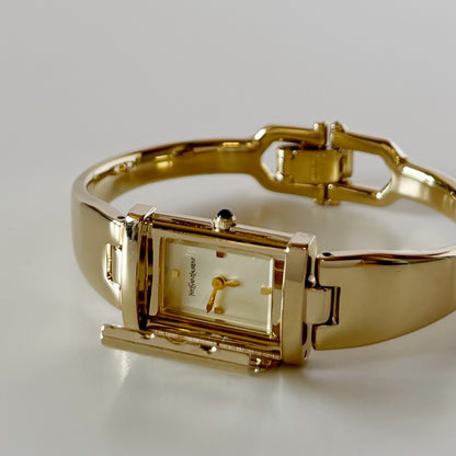 Yves Saint Laurent 1990s Peek a boo Gold Plated Bangle Watch