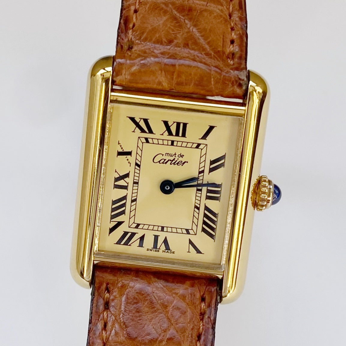 Cartier 1990s Must de Tank Ivory Dial Watch SM