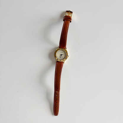 Gucci 1990s Sub Second Round Dial Gold Plated Watch