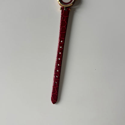 Gucci 1990s Red Dial Sherry Gold Plated Watch
