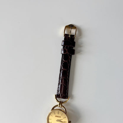 Gucci 1990s Round Dial Horsebit Gold Plated Watch