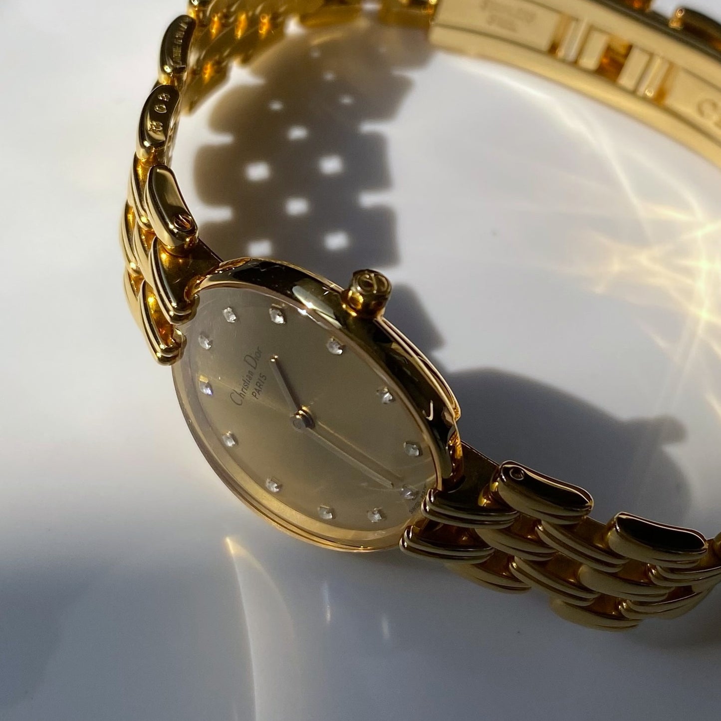 Dior 1990s Bagheera Gold Plated Round Watch