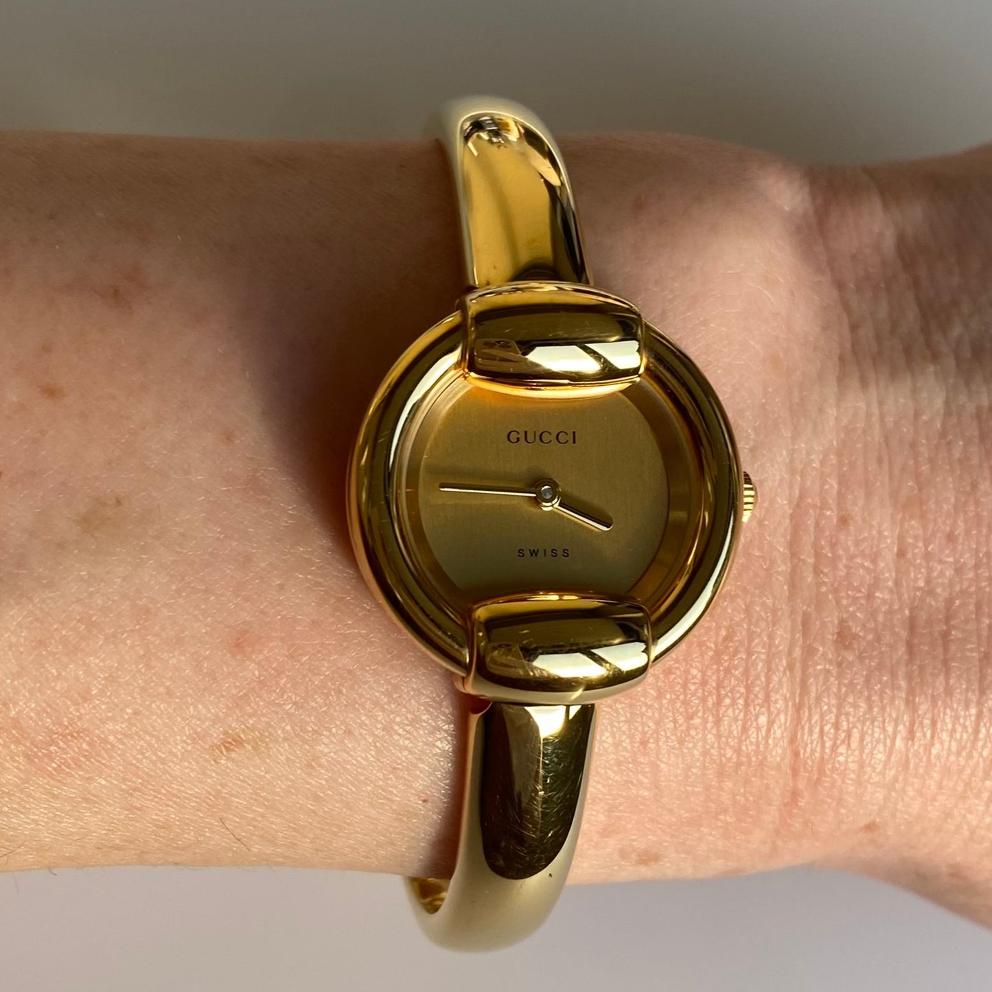 Gucci 1990s Gold Plated Bangle Watch