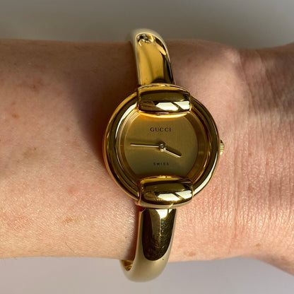 Gucci 1990s Gold Plated Bangle Watch