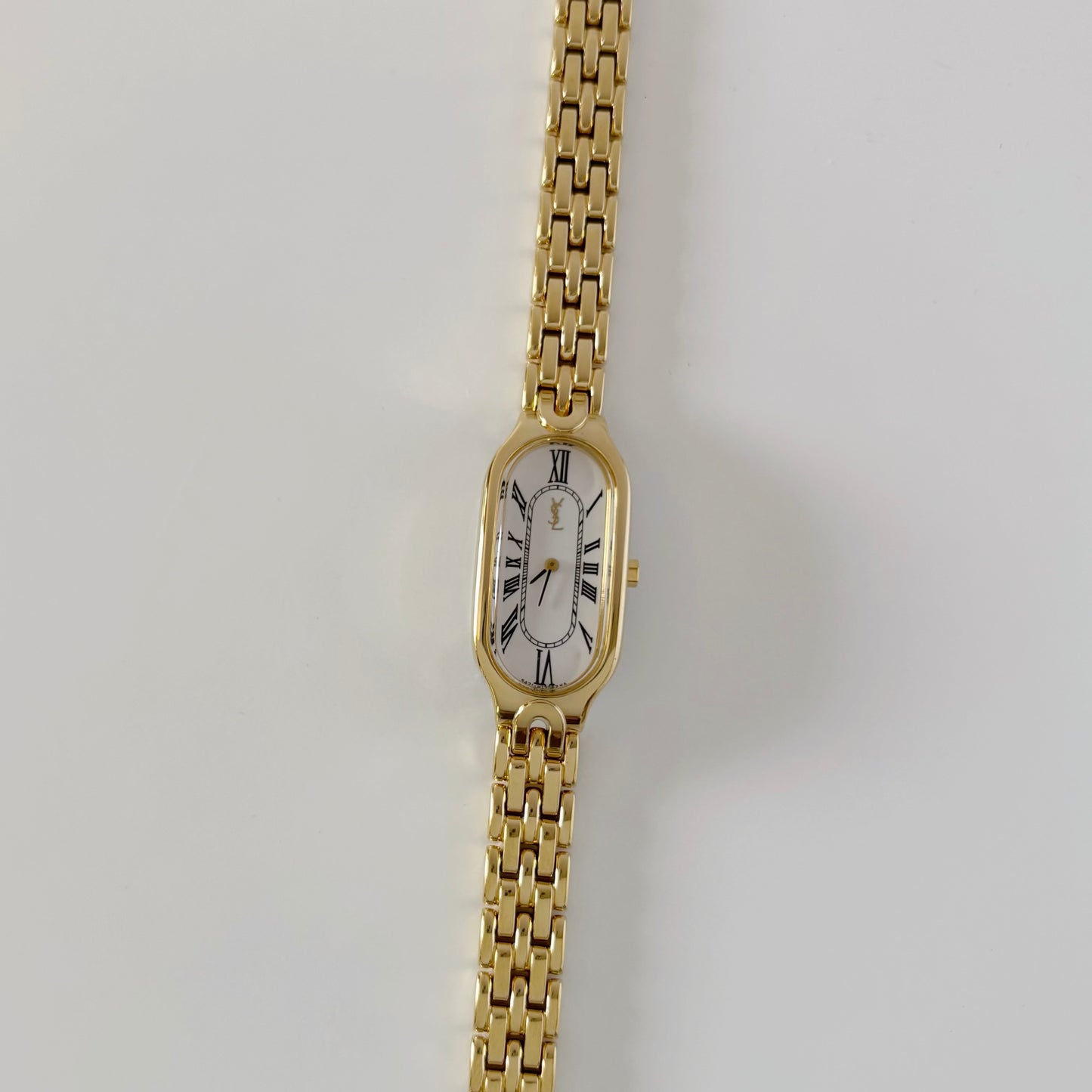Yves Saint Laurent 1990s Oval Dial Gold Plated Watch