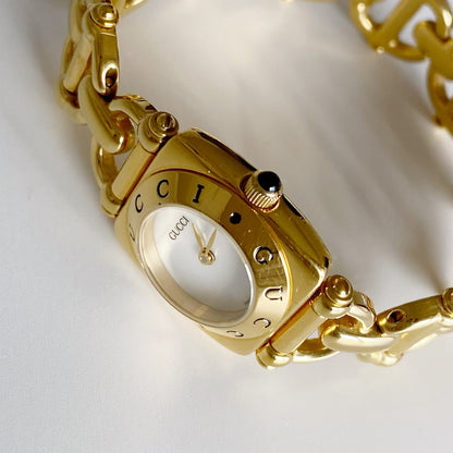 Gucci 1990s Seashell Dial Gold Plated Watch
