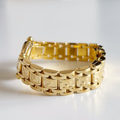 Fendi 1990s Seashell Round Dial Gold Plated Watch