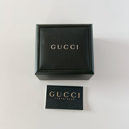 Gucci 1990s Gold Rectangular Dial Gold Plated Bangle Watch