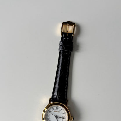 Gucci 1990s Date Round Dial Gold Plated Watch