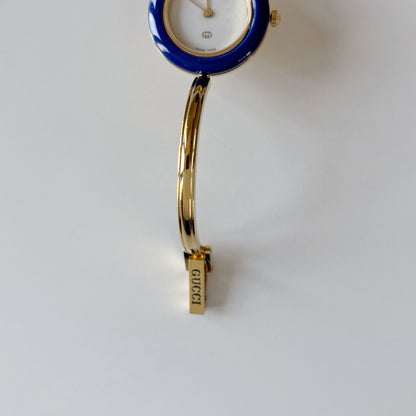 Gucci 1990s Interchangeable Bezel Gold Plated Bangle Watch with 12 bezels, case (Small)