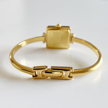 Gucci 1990s Square Dial Gold Plated Bangle Watch