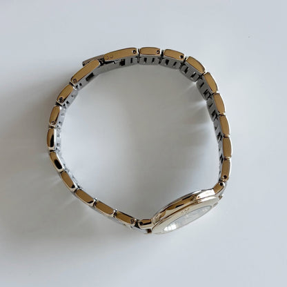 Yves Saint Laurent 1990s Black Round Dial Two Tone Watch