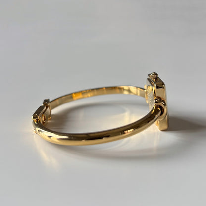 Gucci 1990s Square Dial Gold Plated Bangle Watch