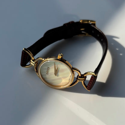 Gucci 1990s Seashell Dial Gold Plated Watch