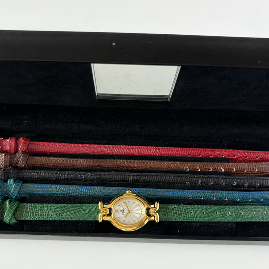 Fendi 1990s Interchangeable Belt Gold Plated Watch