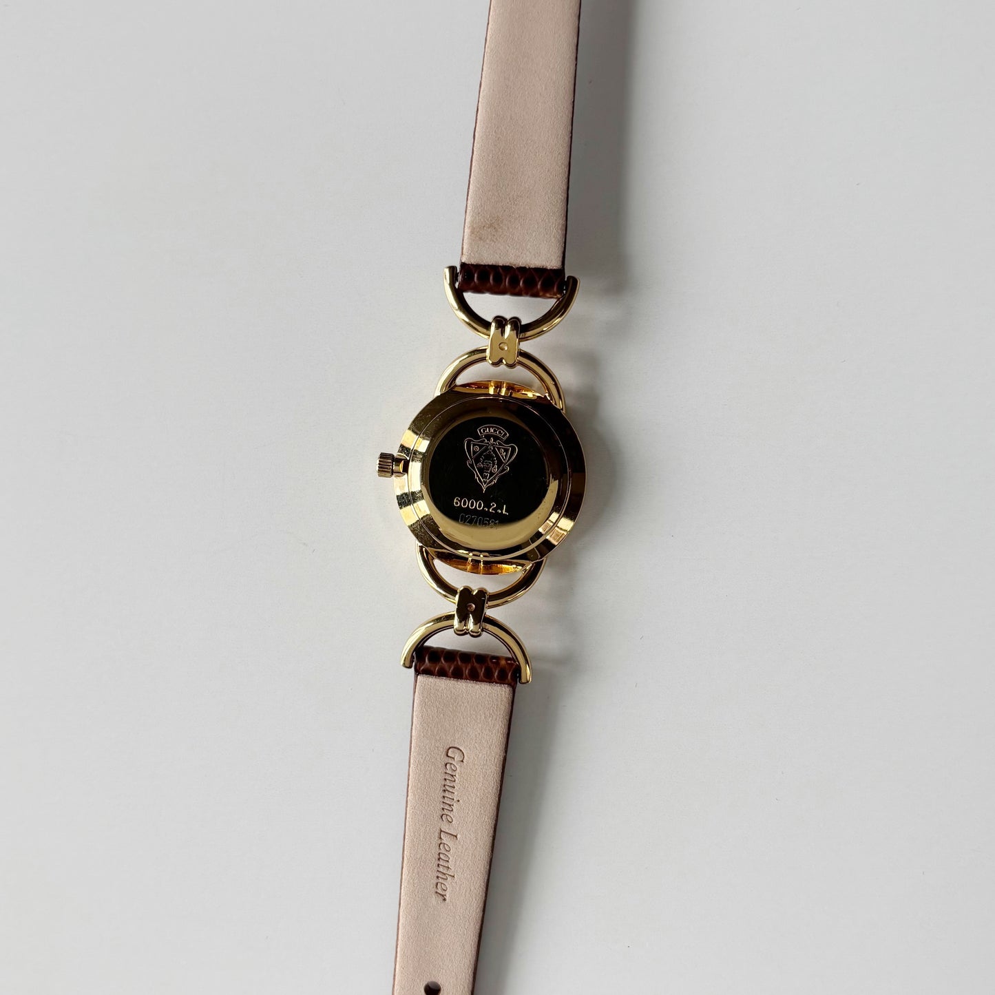 Gucci 1990s Round Dial Horsebit Gold Plated Watch