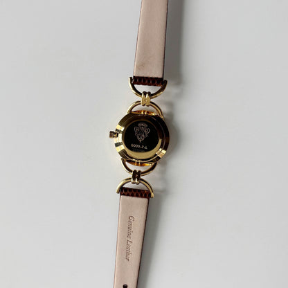 Gucci 1990s Round Dial Horsebit Gold Plated Watch