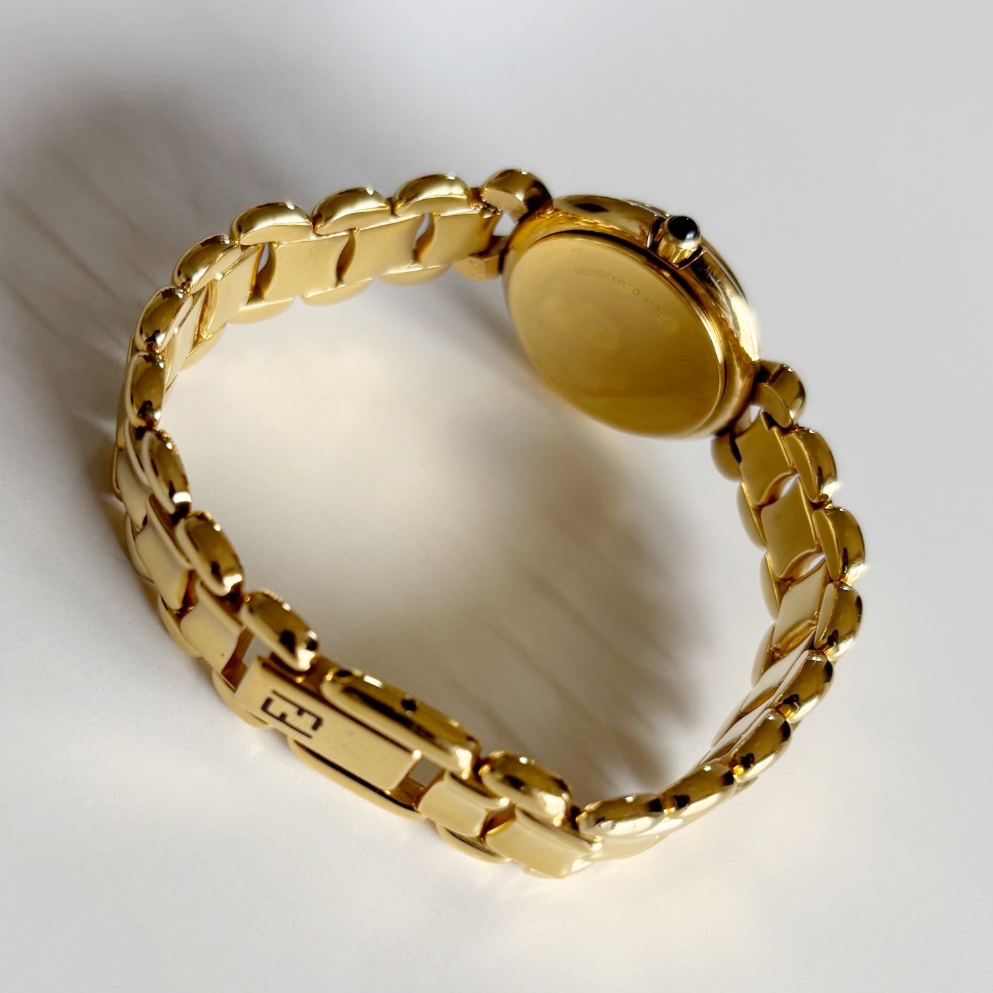 Fendi 1990s Seashell Dial Gold Plated Watch