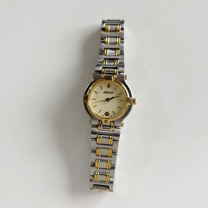 Gucci 1990s Date Round Dial Two Tone Watch