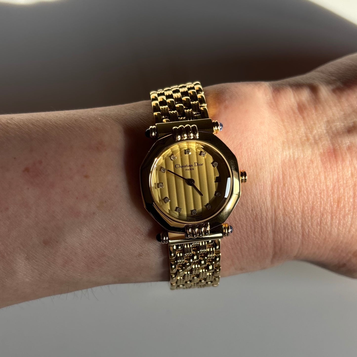 Dior 1990s Octagon Dial Gold Plated Watch