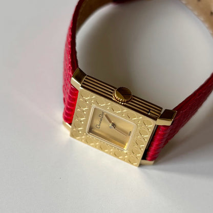 Dior 1990s Interchangeable Strap Gold Plated Watch with 4 straps, case