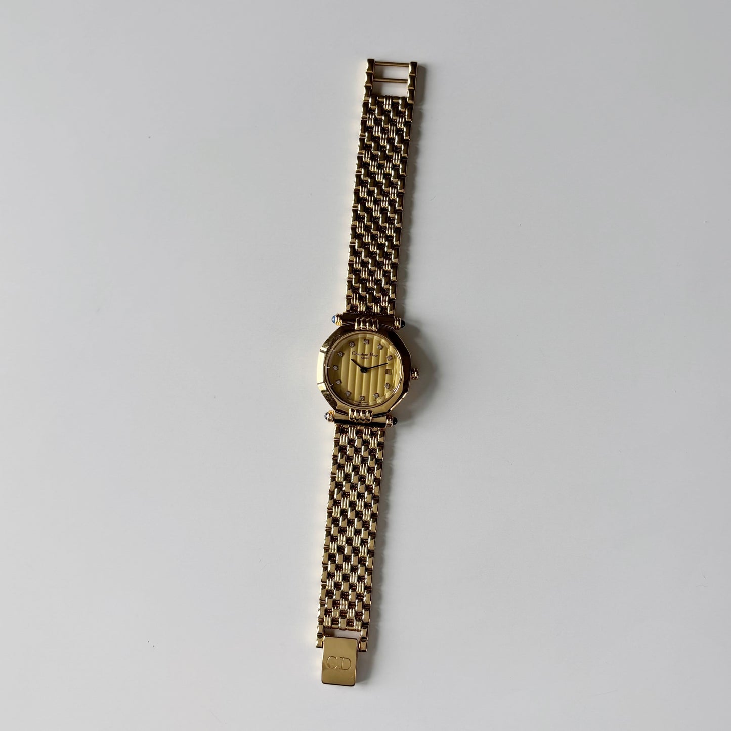 Dior 1990s Octagon Dial Gold Plated Watch