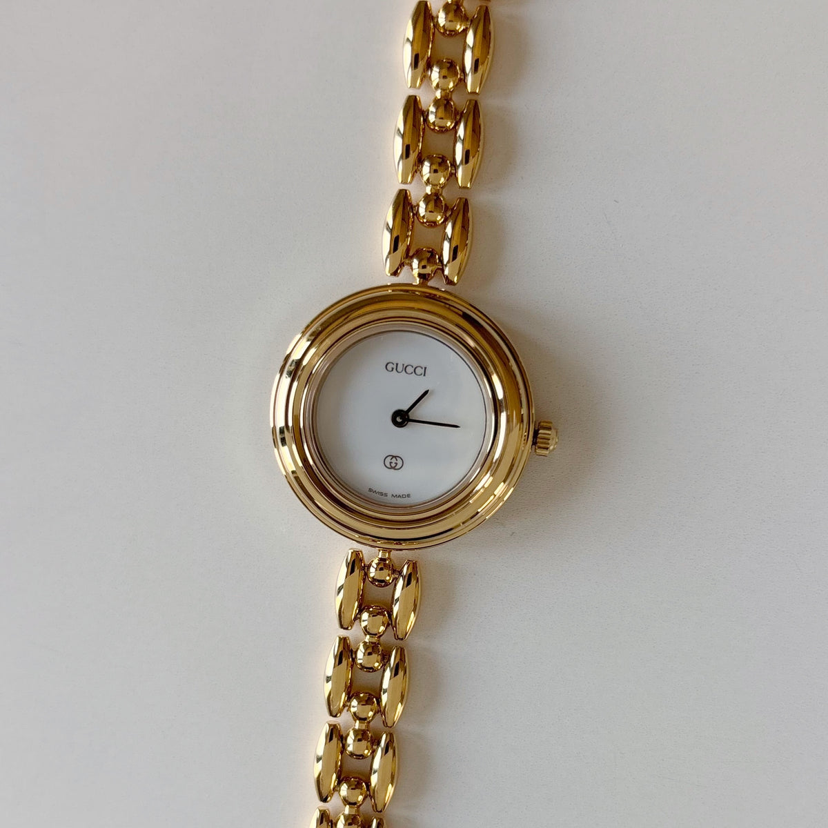 Gucci 1990s Interchangeable Bezel Gold Plated Rice Chain Watch with 6 bezels, case (160mm)