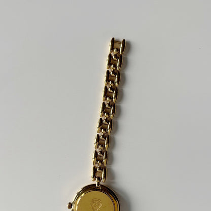 Gucci 1990s Interchangeable Bezel Gold Plated Rice Chain Watch with 6 bezels, case (172mm)