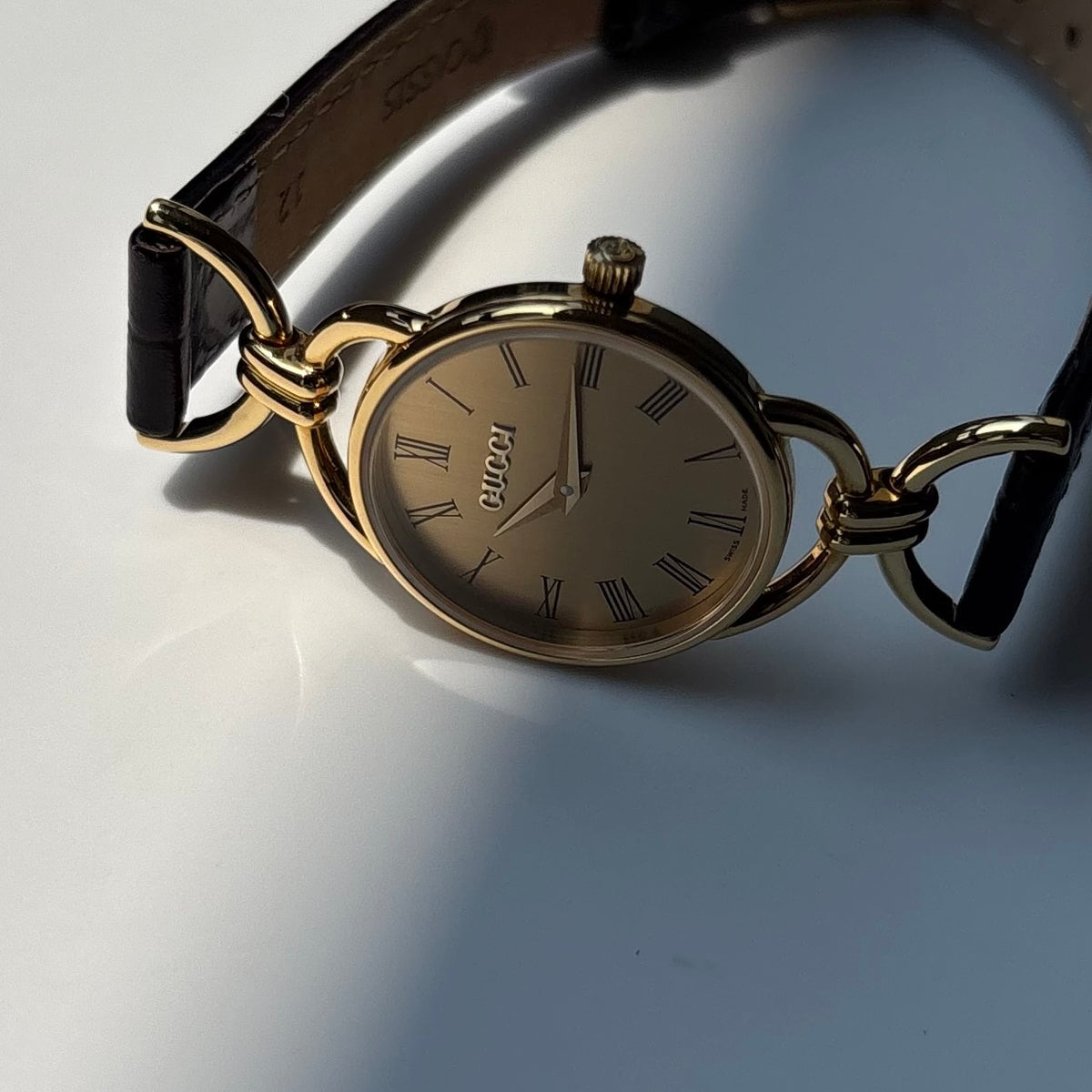 Gucci 1990s Gold Dial Horsebit Gold Plated Watch