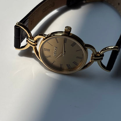 Gucci 1990s Gold Dial Horsebit Gold Plated Watch