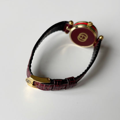 Gucci 1990s Round Dial Red Gold Plated Watch
