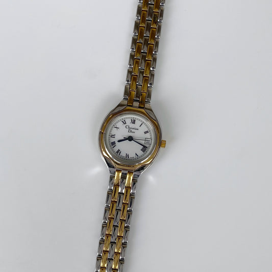 Dior 1990s Two Tone Roman Numerals Watch