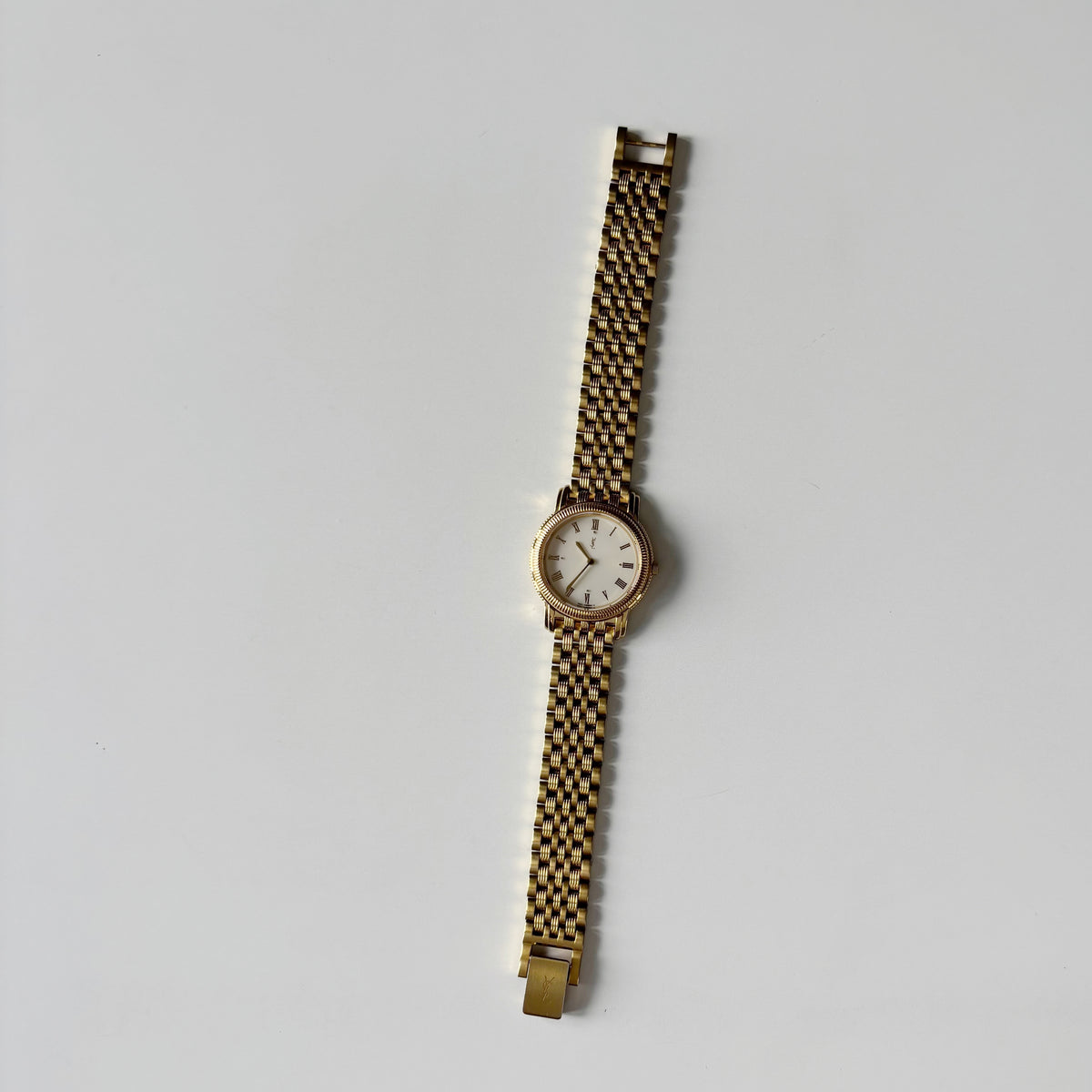 Yves Saint Laurent 1990s Round Dial Gold Plated Watch