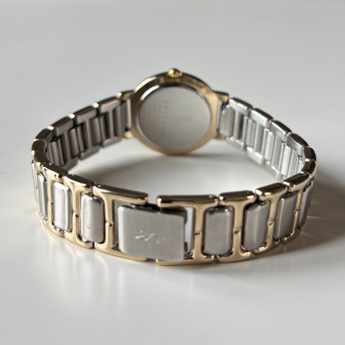 Yves Saint Laurent 1990s Black Dial Two Tone Watch