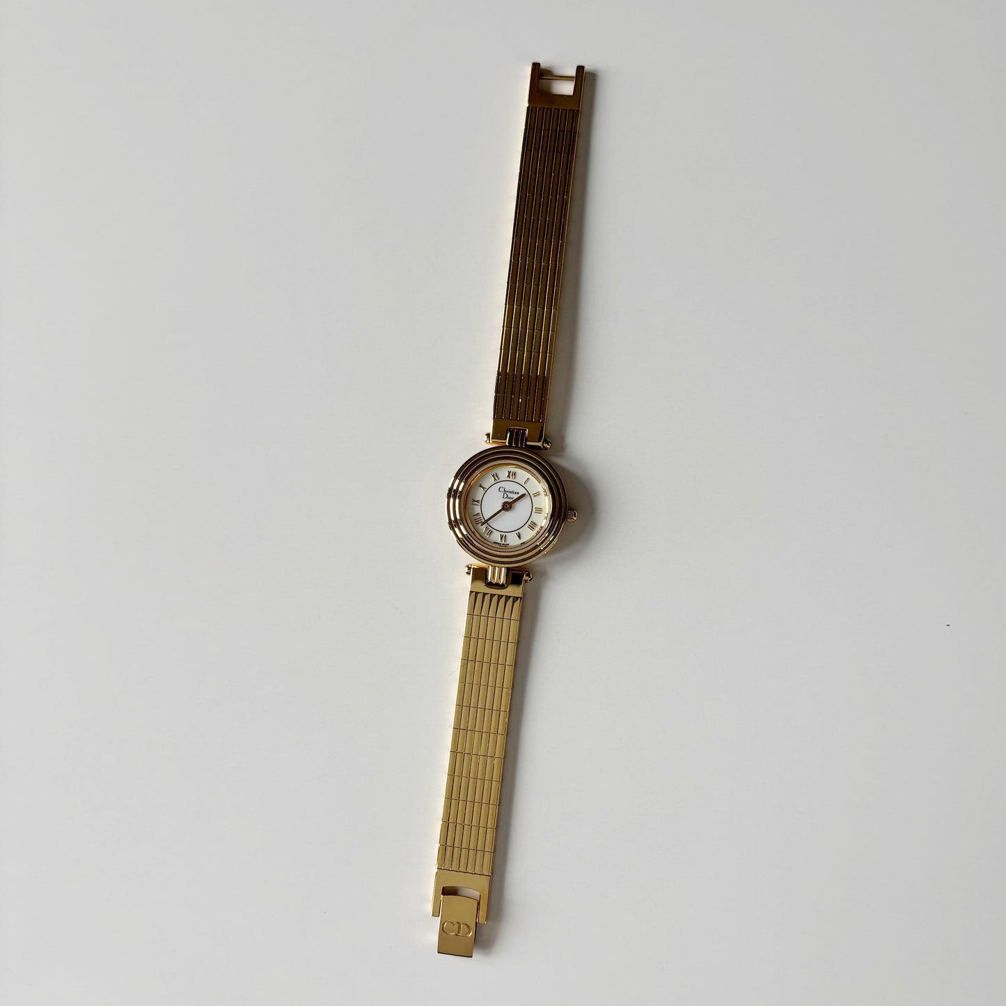 Dior 1990s Round Dial Gold Plated Watch