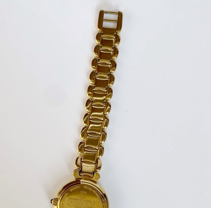 Fendi 1990s Seashell Dial Round Gold Plated Watch