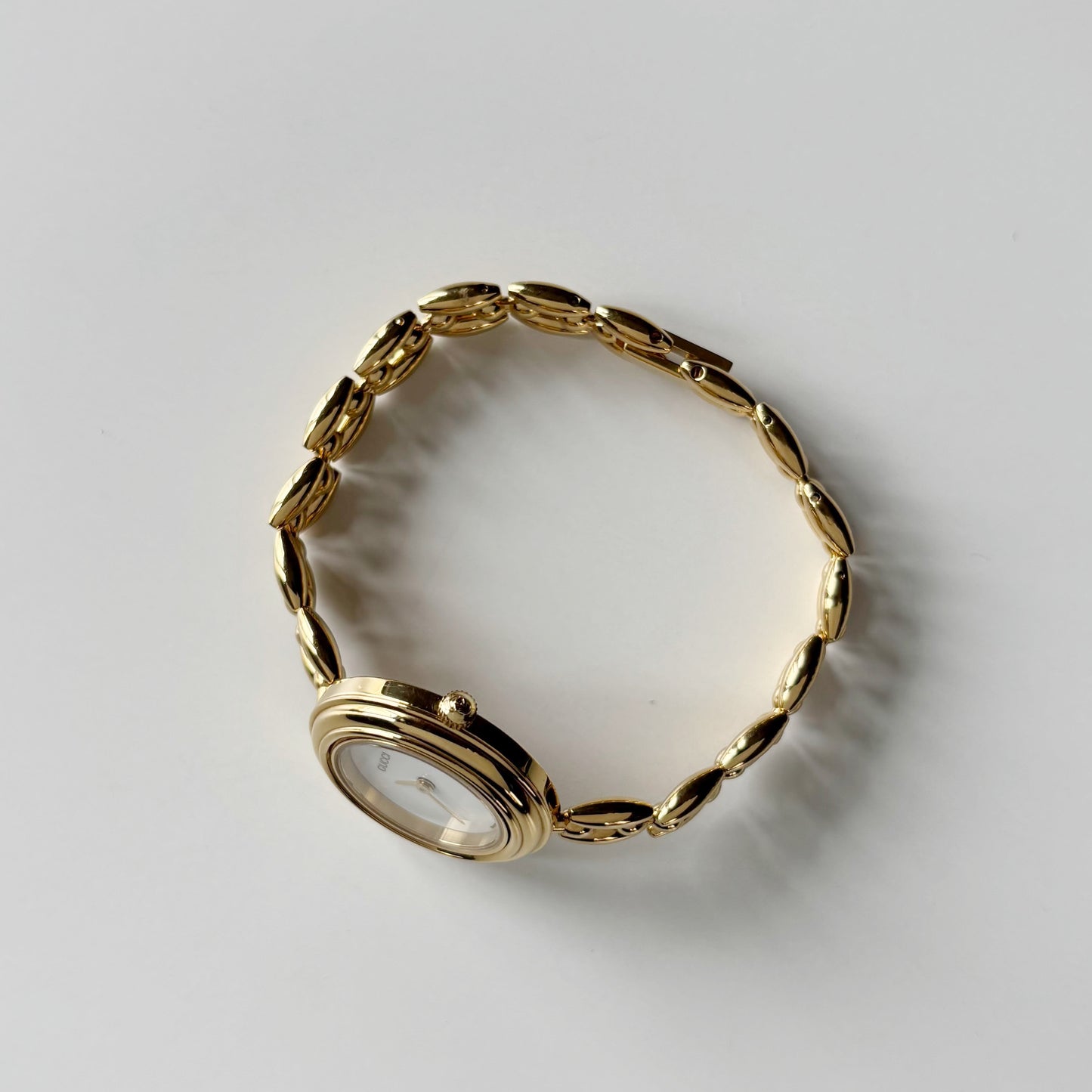 Gucci 1990s Interchangeable Bezel Gold Plated Rice Chain Watch with 6 bezels, case (160mm)