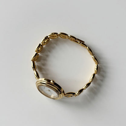 Gucci 1990s Interchangeable Bezel Gold Plated Rice Chain Watch with 6 bezels, case (160mm)