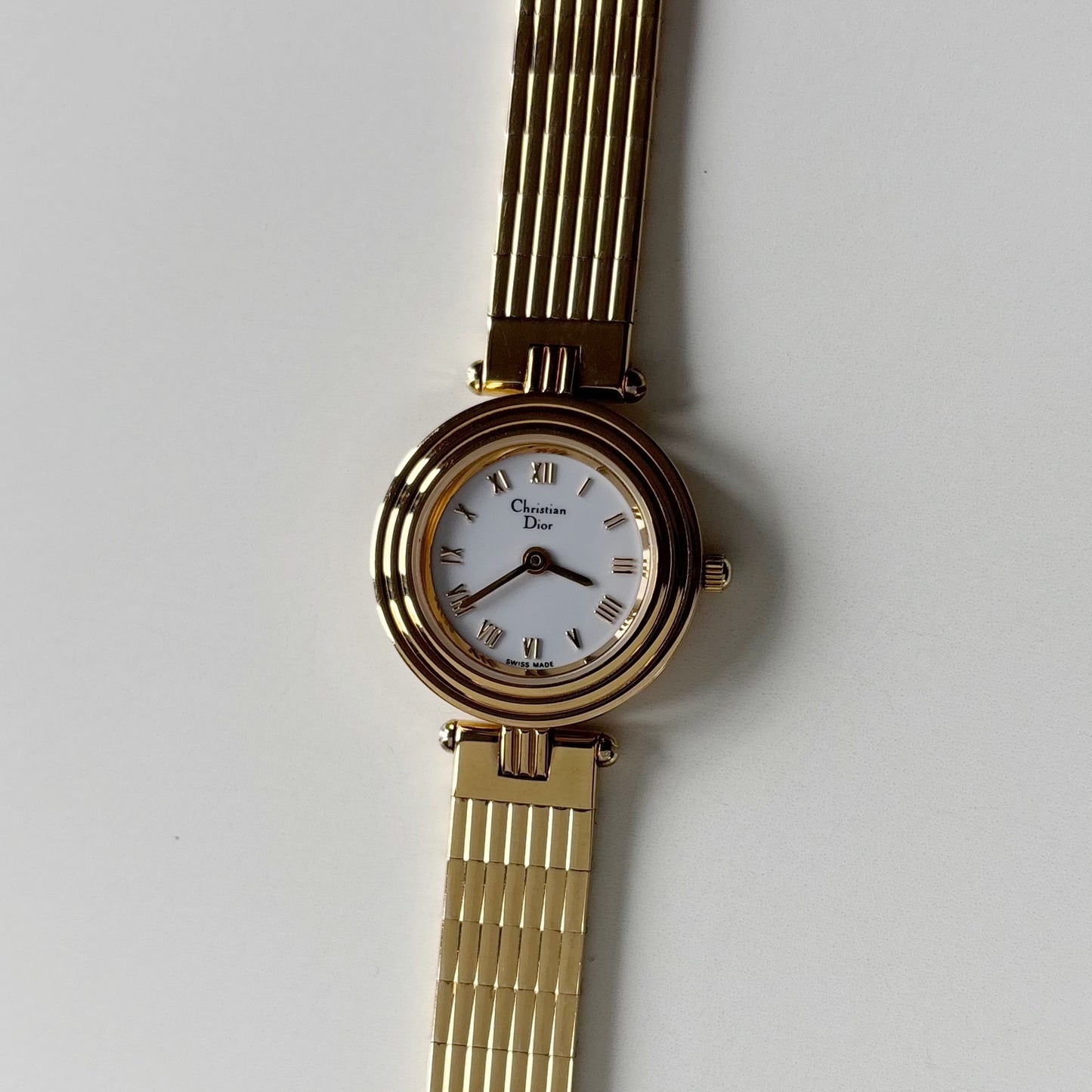 Dior 1990s Round Dial Gold Plated Watch