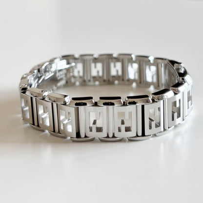 Fendi 1990s Seashell Dial Tank Stainless steel Watch