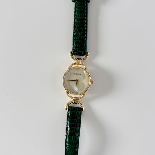 Gucci 1990s Seashell Dial Horsebit Watch