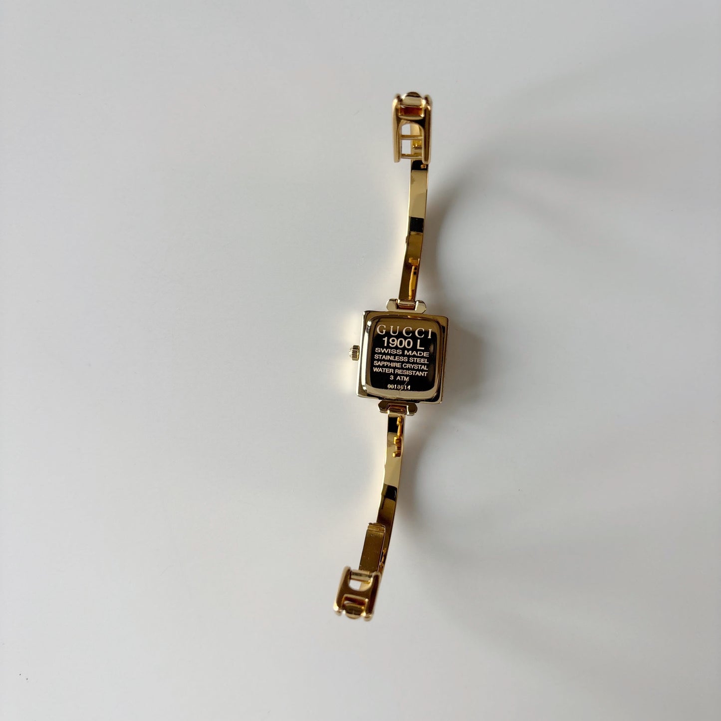 Gucci 1990s Square Dial Gold Plated Bangle Watch