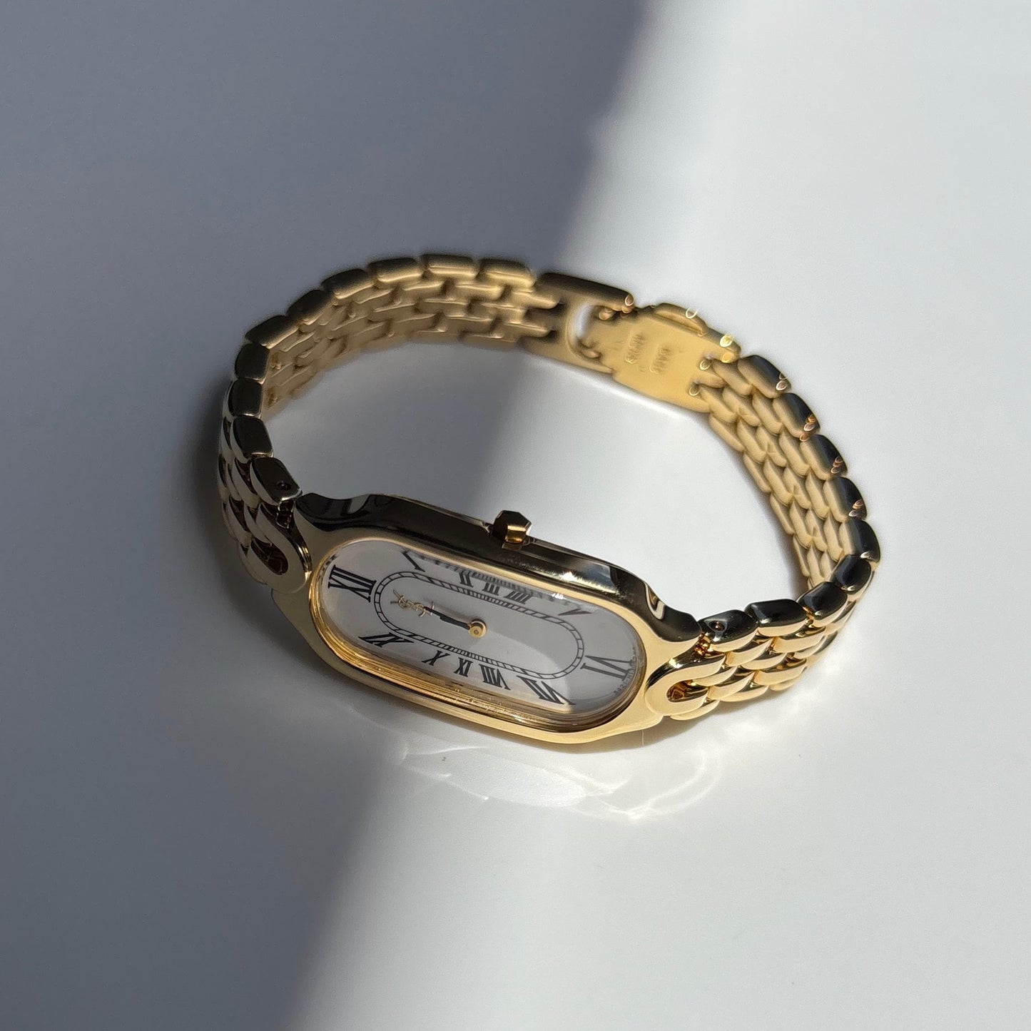 Yves Saint Laurent 1990s Oval Dial Gold Plated Watch