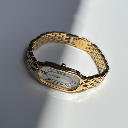 Yves Saint Laurent 1990s Oval Dial Gold Plated Watch