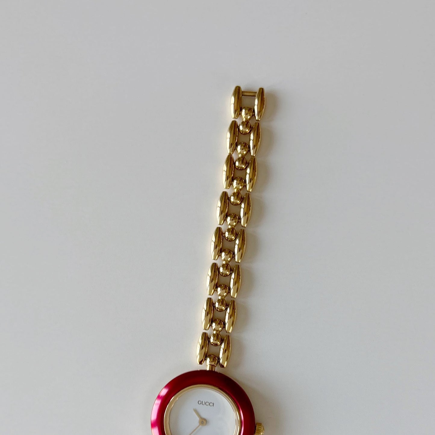 990s Interchangeable Bezel Gold Plated Rice Chain Watch with case, 6 bezels (160mm)